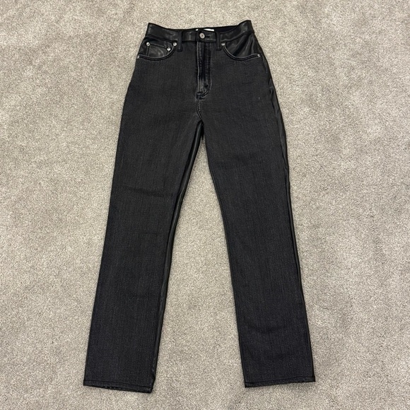 Abercrombie & Fitch Leather Trim Ultra High Rise Ankle Straight Jean size 27/4XL - Picture 7 of 15